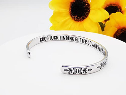 Dczosily Inspirational Bracelets for Women Stainless Steel Cuff Bracelet Engraved Jewelry Motivational Bangles Personalized Gifts for Best Friend/Mom - style: Coworkers-GOOD LUCK FINDING BETTER COWORKERS THAN US!