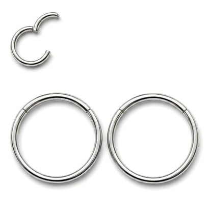 AMASIS Nose Rings and Nose Studs Set, Stainless Steel Hinged Nose Hoops and CZ Studs, Select Sizes and Styles for Nostril Septum Cartilage Piercing Jewelry - color: Silver, size: 2-Piece Hoops,20Gauge,7mm
