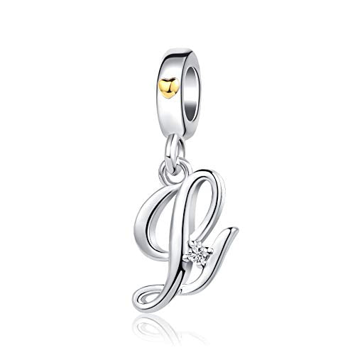 Silver Initial A-Z Letter Charm Compatible Pandora Charm Bracelets for Women Jewelry - style: L