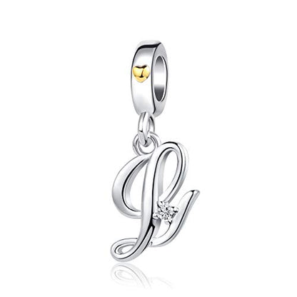 Silver Initial A-Z Letter Charm Compatible Pandora Charm Bracelets for Women Jewelry - style: L