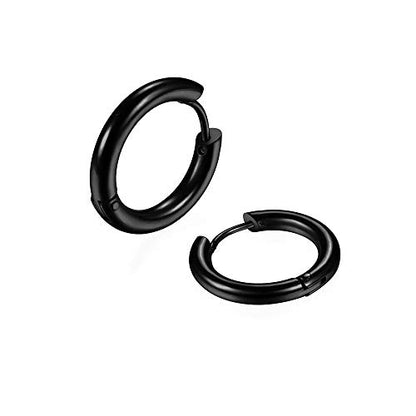316L Surgical Stainless Steel Huggie Hoop Earrings 6mm 8mm 10mm 11mm 12mm 14mm Hypoallergenic Earrings Hoop Cartilage Helix Lobes Hinged Sleeper Earrings For Men Women - style: B03: 8mm Black(THK 2.0mm)