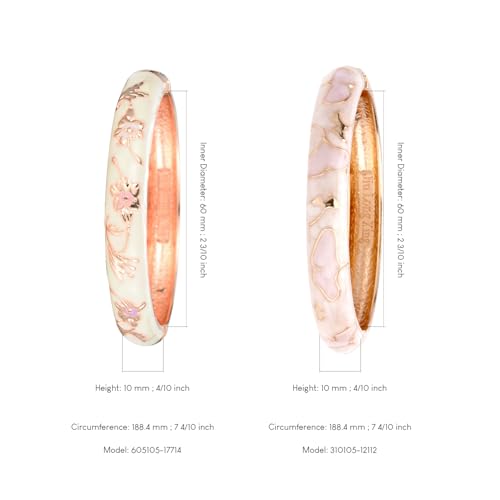 UJOY Cloisonne Bracelet Butterfly Hinge Indian Cuff Bangle Enameled Jewelry Flower Bracelets for Women Gift Box 55A114 - color: A45-2 Pcs/Set-Pink and White