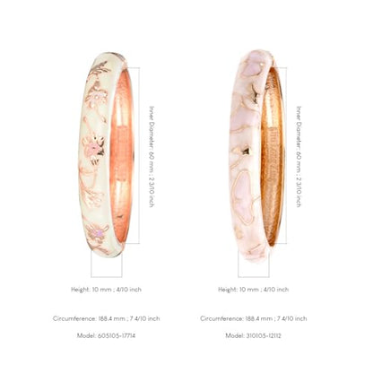 UJOY Cloisonne Bracelet Butterfly Hinge Indian Cuff Bangle Enameled Jewelry Flower Bracelets for Women Gift Box 55A114 - color: A45-2 Pcs/Set-Pink and White