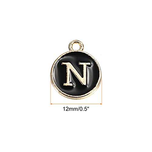 MECCANIXITY Alphabet Letter Charm Double Sided Alphabet Pendant, for Earring Jewelry Making - style: N