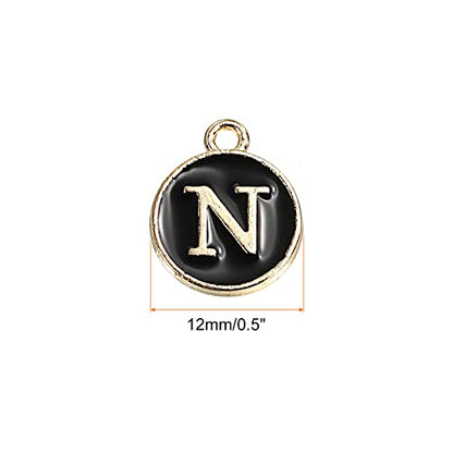 MECCANIXITY Alphabet Letter Charm Double Sided Alphabet Pendant, for Earring Jewelry Making - style: N