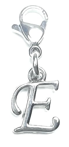 Initial Italic Cursive Stainless Steel Clasp Clip on Charm Graduation Cap Tassel Event Party Invitation Card Baby Shower Birthday Thank You Celebration Personalized Congratulations Choice of 26 Letters - style: Letter E