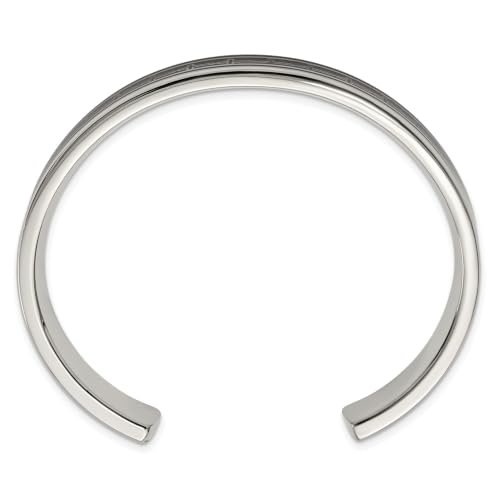Cross Cuff Bangle in Black IP Stainless Steel with Carbon Fiber Inlay