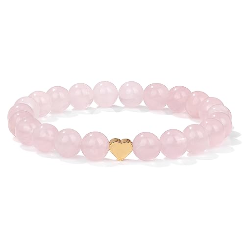 Healing Bracelet For Women Anxiety Beaded Bracelets Jewelry Healing Stone Crystal Bracelet Stress Relief Yoga Beads Chakra Bracelets Gifts For Women pink - color: Rose Quartz