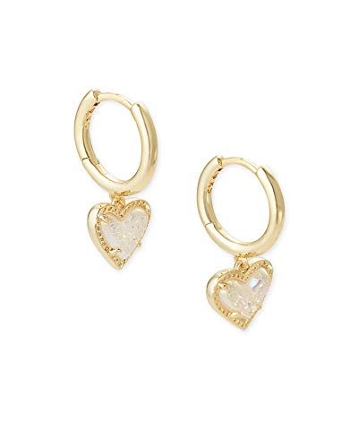 Kendra Scott Ari Heart Huggie Earrings for Women, Fashion Jewelry - color: GOLD - IRIDESCENT DRUSY