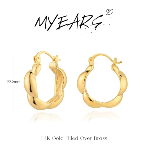 Gold Hoop Earrings for Women 14K Gold Plated Chunky Huggie Hoops Simple Cute Earrings Minimalist Jewelry for Women Gifts - style: Flower