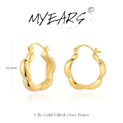 Gold Hoop Earrings for Women 14K Gold Plated Chunky Huggie Hoops Simple Cute Earrings Minimalist Jewelry for Women Gifts - style: Flower