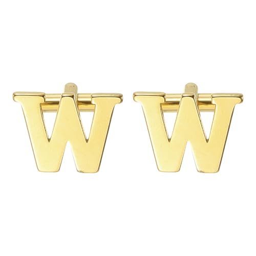 PATIKIL Initial Cufflinks, Classic Alphabet Stainless Steel Men Cuff Links 26 Letters A-Z with Box for Men Father Husband Weddings Gift Business Birthday - style: Letter W