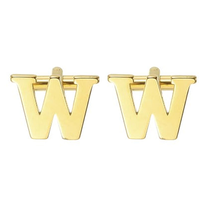 PATIKIL Initial Cufflinks, Classic Alphabet Stainless Steel Men Cuff Links 26 Letters A-Z with Box for Men Father Husband Weddings Gift Business Birthday - style: Letter W