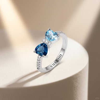 Birthstone Rings Heart Cubic Zirconia Gemstone Personalized Jewelry Dainty Birthday Gifts for Women
