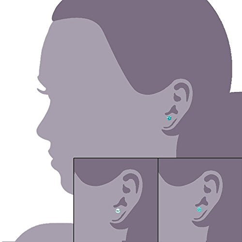 JewelrieShop Birthstone Studs Earring Set Cubic Zirconia Rhinestones Crystal Ball Faux Pearl Stainless Steel Stud Earrings for Women Jewelry Gift (6mm Round,3 Pairs) - color: 12) Dec. - Lake Blue