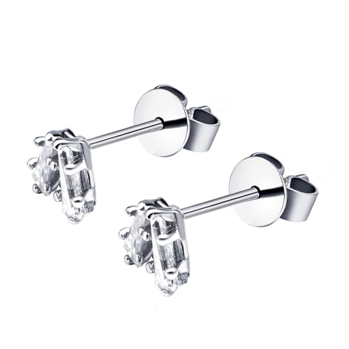 Moissanite Stud Earrings for Women, DF/VVS Clarity, Sterling Silver with 18K White Gold Plated - style: 0.4 Carat Geometric