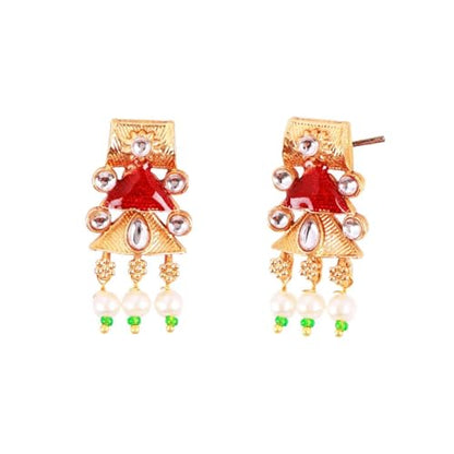 Efulgenz Indian Wedding Antique Crystal Faux Pearl Necklace Set for Women - color: Multi