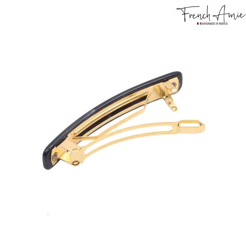 French Amie Bar Black Small 2 1/4 Inch Hair Clip Barrette | Handmade Cellulose Acetate Durable Grip For Women Girls Teens Everyday Style - color: Pearl, Black