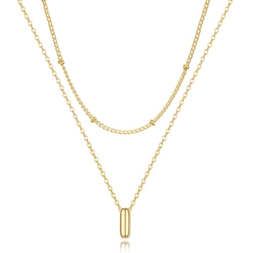 Thaivor Initial Necklaces for Women 14K Gold Plated Bubble Letter Necklace Layered Dainty Cute Choker Pendant Stack Jewelry Fashion Accessories Teen Trendy Gift - color: Gold, style: I