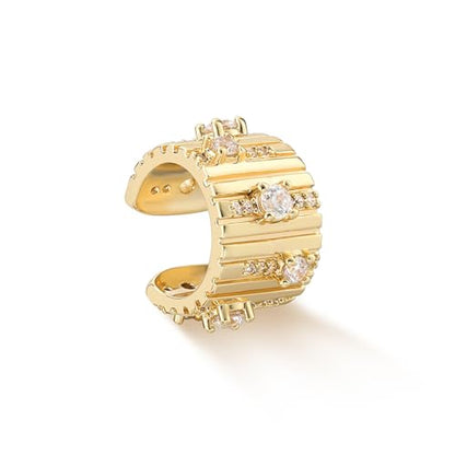 MYEARS Women Ear Cuff Earrings Gold Non Pierced Cartilage Clip on Open Wrap Hoop 14K Gold Plated Simple Hypoallergenic Everyday Jewelry - style: Piano Keys