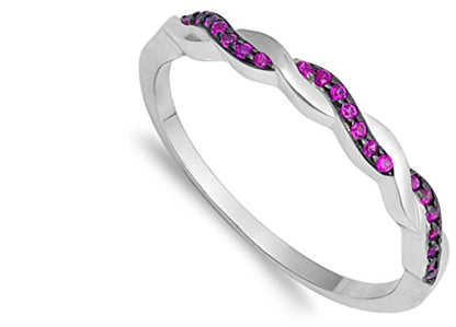 CHOOSE YOUR COLOR Sterling Silver Infinity Knot Ring - color: Red (Simulated Ruby)