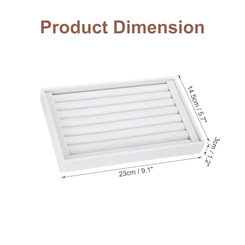 uxcell Velvet 7 Slots Ring Organizer Jewelry Display Tray Showcase Ring Holder Velvet Jewelry Organizer Stand for Rings Earrings White - color: White