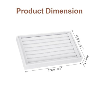 uxcell Velvet 7 Slots Ring Organizer Jewelry Display Tray Showcase Ring Holder Velvet Jewelry Organizer Stand for Rings Earrings White - color: White