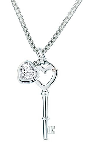 Cherished Moments .925 Sterling Silver "Key to my Heart" Pendant Necklace with Heart Shaped CZ 16-18"