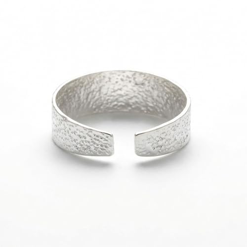 Sterling Silver Toe Ring, Adjustable Open Band, Handmade | Fits Toe, Knuckle or Pinky Ring | One Size Fits Most | Comfortable to Wear | Minimalist Style | Water Resistant - style: Sandblasted Band