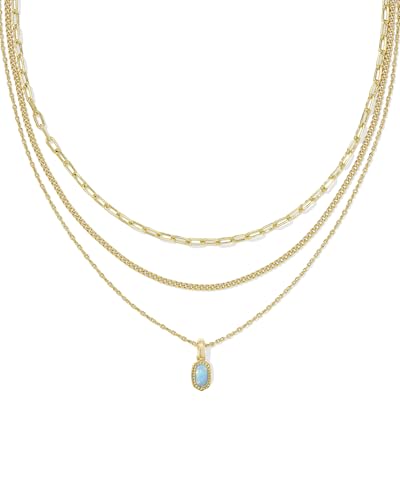 Kendra Scott Elisa Triple Strand Necklace, Fashion Jewelry for Women - color: LIGHT TEAL KYOCERA OPAL