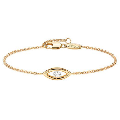 MEVECCO Dainty Chain Bracelets for Women, Layered and Charm Styles | 14K Gold Plated Brass, Select Cubic Zirconia Accents, Single and Multi-Row Structures for Refined Everyday Wristwear - style: White CZ Evil Eye