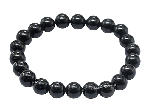 Amazing Gemstone Black Obsidian Crystal Bracelet for Women Men's Gifts - Protection Healing Crystal Bracelet - 8mm Gemstone Beaded Stretchable Bracelet Pulseras Para Hombres Mujer Stocking Stuffers Mothers Day Gift - color: Black Obsidian