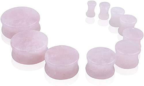 NewZenro 2Pairs Rose Quartz Aventurine Natural Organic Stone Ear Plugs Gauges Tunnel Expanders Stretcher Double Flared Amazonite Flesh Piercings Body Jewelry Set - style: 0g(8mm)