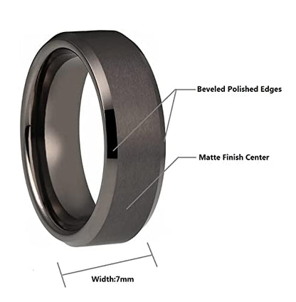 CROWNAL 3mm 5mm 7mm 9mm Tungsten Rings for Men Women Black/Silver/Gunmetal/Gold Beveled Polished Edges Matte Finish Comfort Fit 4-17 - color: Gunmetal 7mm