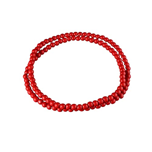 Natural Wood Bead Necklace 8MM Wooden Beaded Chunky Strand Necklaces Handmade Africa Wooden Chain for Women Men Jewelry - color: red