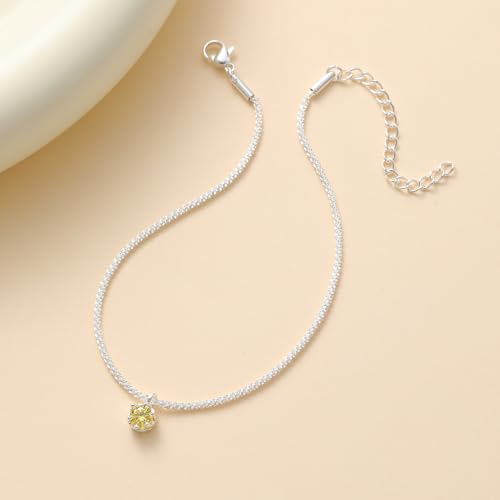 Wellike Silver Ankle Bracelets For Women Waterproof Birthstone Anklets Adjustable Sparkly Chain Silver Plated Stainless Steel Anklet Non Tarnish Jewelry - color: KKWJL185-11