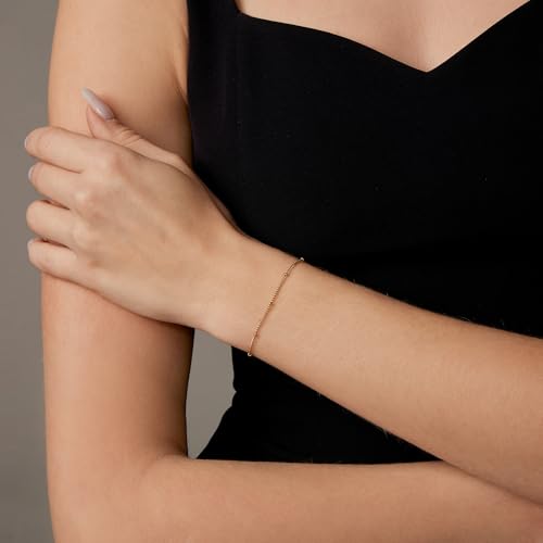 18K Gold Plated Pearl Beaded Cross Bracelets for Women Adjustable Stainless Steel Dainty Thin Gold Box Cuban Twisted Link Chain Bracelet Bridesmaid Jewelry Gifts - color: Satellite-Gold