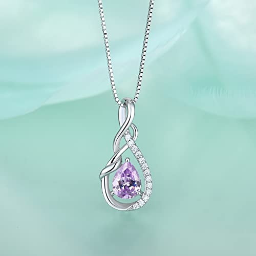 STARCHENIE Infinity Teardrop Necklace for Women 925 Sterling Silver Pendant Birthstone Jewelry - color: Silver-06-Jun-Alexandrite