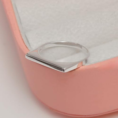 LeCalla 925 Sterling Silver Bar Ring for Women | Silver Ridge Ring Signet Style Classic Simple Plain Wedding Band Engagement Ring | Women's Statement Stackable Ring(Sizes 6-8No.) - color: Style 01, size: Ring Size-7No.