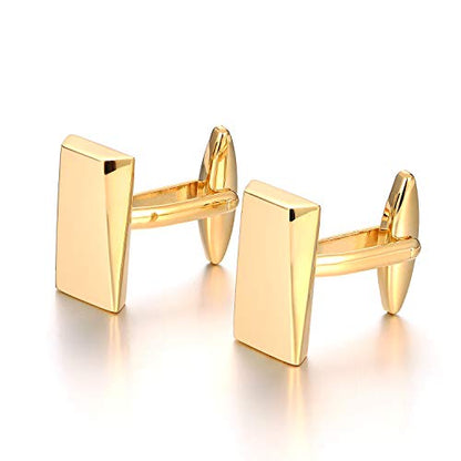 Cufflinks for Men, Stainless Steel Cuff Links Mens for Wedding Business Gifts, Silver, Black, Gold - color: Gold