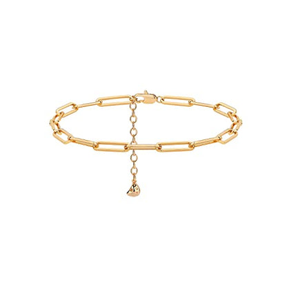 MEVECCO Anklet for Women Gold Chain 14K Gold Plated Dainty Boho Beach Summer Simple Foot Jewelry Ankle Bracelet - style: Paperclip Chain Big