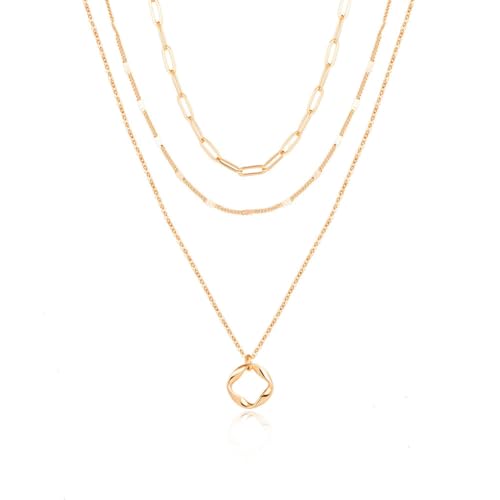 Artmiss Boho Layered Necklace Women Multilayer Long Chain Fashion Bar Pendant Necklace