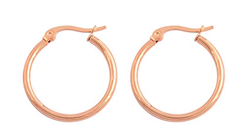 Rounded Hoops Earrings (20mm-60mm Diameter) - color: Rose Gold 20mm