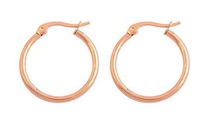 Rounded Hoops Earrings (20mm-60mm Diameter) - color: Rose Gold 20mm