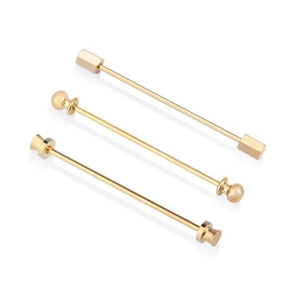 wynameleri Mens Shirt Collar Bars Pins Clips Clasps Silver Tone and Gold Tone Set 3 PCS Business Gift 60mm - color: Gold
