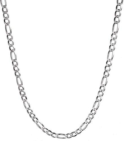 Savlano 925 Sterling Silver 4mm Italian Solid Figaro Link Chain Necklace Comes With a Gift Box for Men & Women - Made in Italy