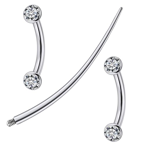 F136 Titanium 16g 6/8/10mm Eyebrow/Rook/Snug/Vertical-Labret/VCH/Snake-Eyes/Anti-Tragus/Christina/Daith/Belly-Button/Bridge/Hood/Surface Curved Barbell Piercing Jewelry for Women Men - color: White, size: 8 mm (5/16 in)