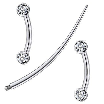 F136 Titanium 16g 6/8/10mm Eyebrow/Rook/Snug/Vertical-Labret/VCH/Snake-Eyes/Anti-Tragus/Christina/Daith/Belly-Button/Bridge/Hood/Surface Curved Barbell Piercing Jewelry for Women Men - color: White, size: 8 mm (5/16 in)