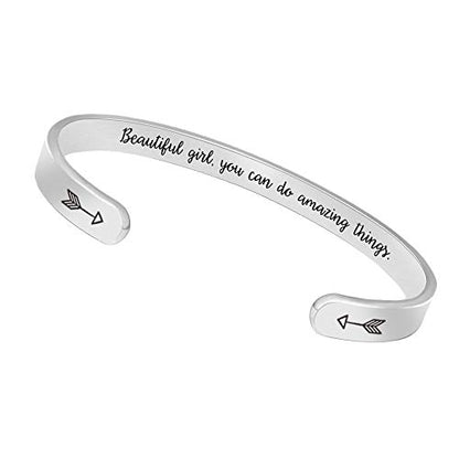 Btysun Bracelets for Women Mothers Day Bracelet Gifts from Daughter Inspirational Gifts for Women Graduation Gifts for Her Motivational Birthday Cuff Bangle Friendship Personalized Mantra Jewelry… - style: 1 Beautiful you can do amazing things