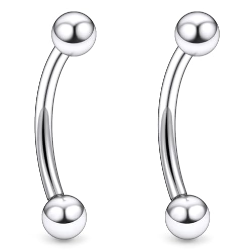 20g 18g 16g 14g Rook Piercing Jewelry Titanium Externally Threaded Curved Barbell Eyebrow Tragus Helix Conch Lobe Labret Earrings Lip Rings Body Piercing Jewelry For Women Men Ball Spike 6mm-19mm - size: 14G - 12mm Ball